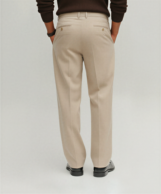 Z-Pleated wide-leg Beige Pants