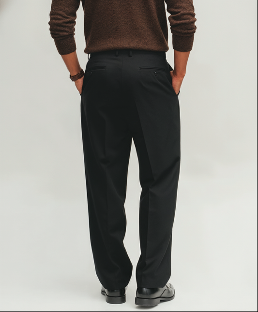 Z-Pleated Black wide-leg pants