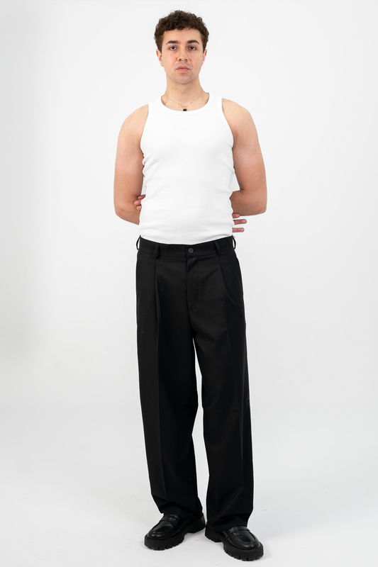 Essential Pleated suite pants(Black)