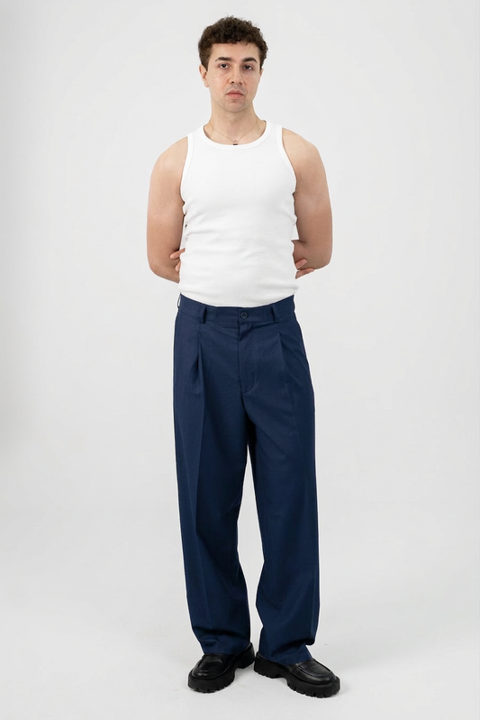 Essential Pleated suite pants (Navy)