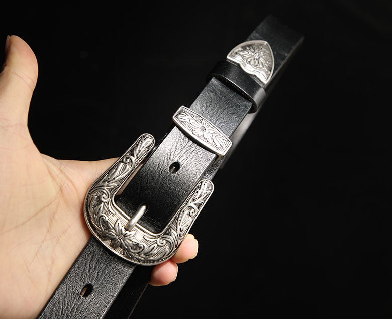 Vintage Engraved Western Leather Belt