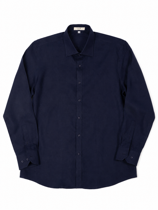 Linen Ease Shirt — Breathable 3D-Tailored Comfort (Navy)