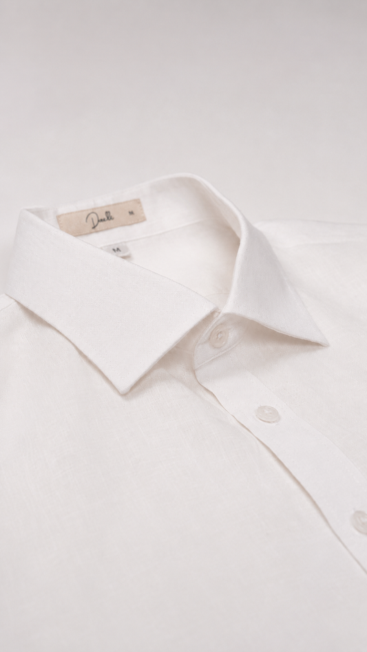 Linen Ease Shirt — Breathable 3D-Tailored Comfort (White)