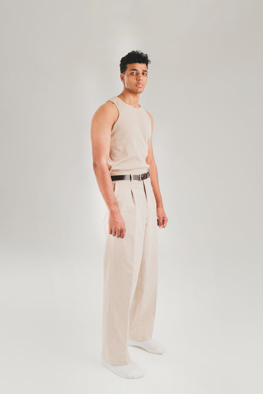 Pleated  Pants- Beige