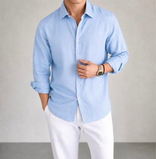 Linen Shirt  (Baby Blue)