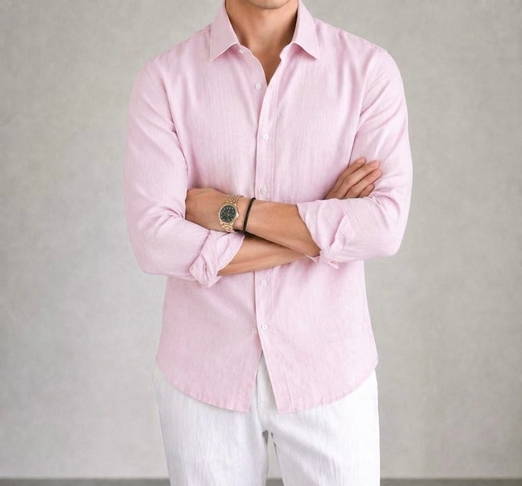 Linen Shirt  (Pastel Pink )