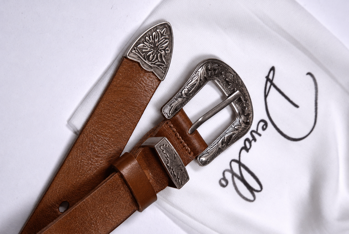 Vintage Western Leather Belt (Brown)