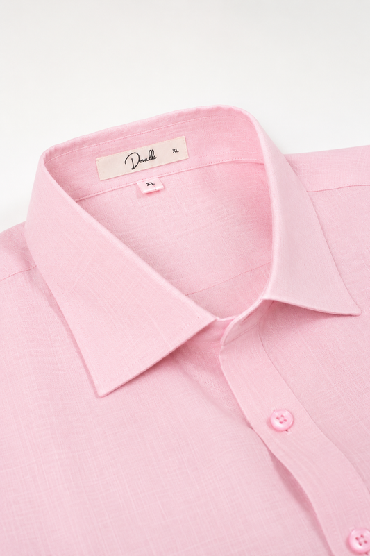 Linen Ease Shirt — Breathable 3D-Tailored Comfort (Pastel Pink )