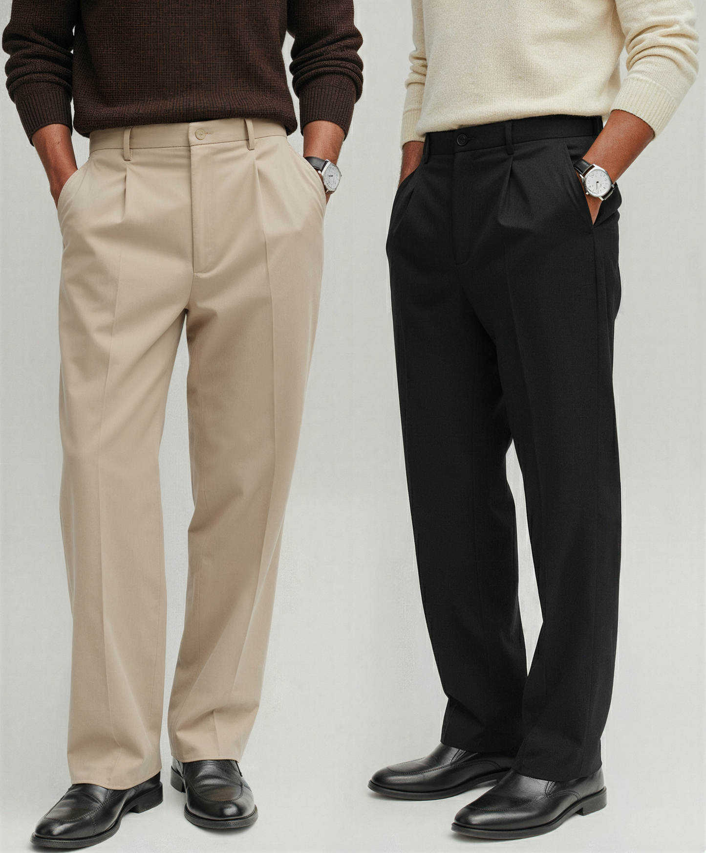 Beige & Black Pants Set – 2 Pieces Bundle