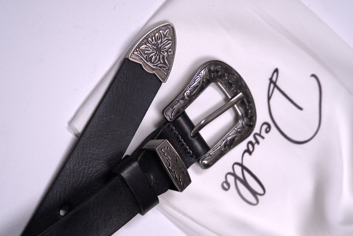 Vintage Engraved Western Leather Belt