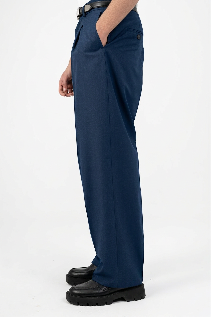Essential Pleated suite pants (Navy)