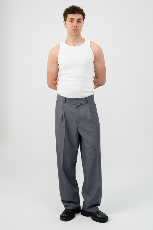 Essential Pleated suite pants (Gray)