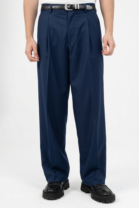 Essential Pleated suite pants (Navy)