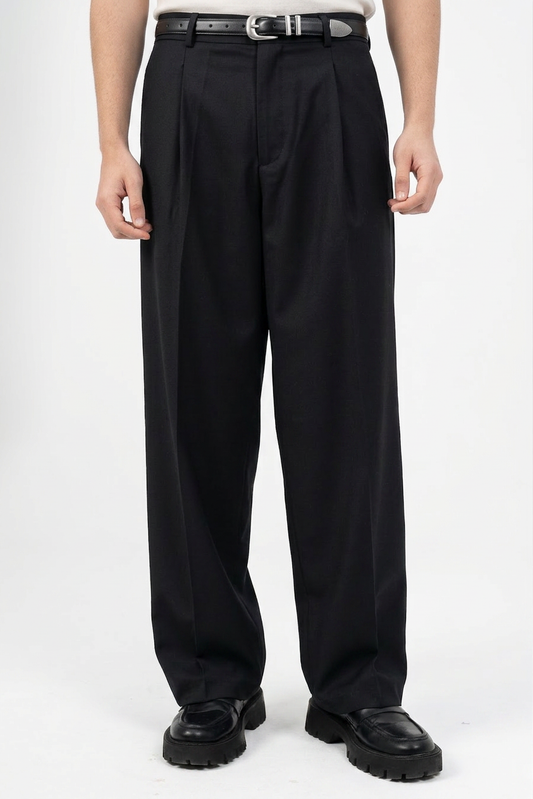 Essential Pleated suite pants(Black)
