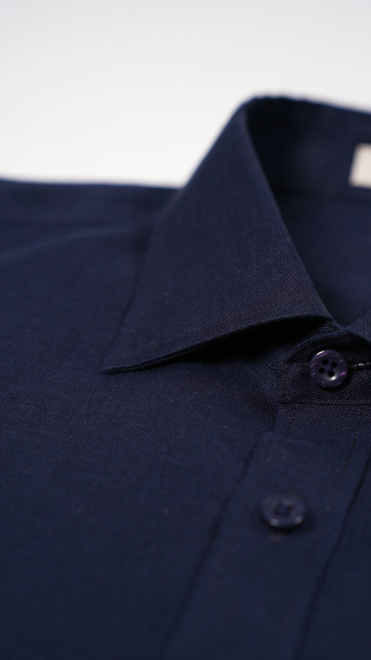 Linen Ease Shirt — Breathable 3D-Tailored Comfort (Navy)