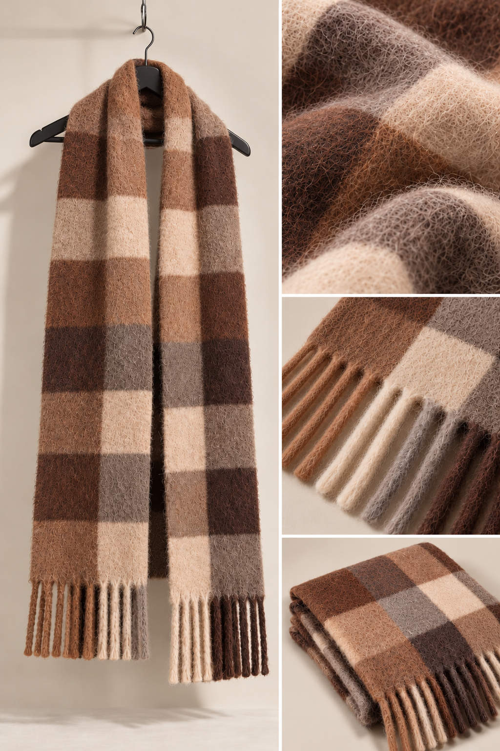 Mocha brown Mohair Scarf