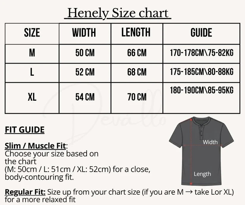 Henley size chart